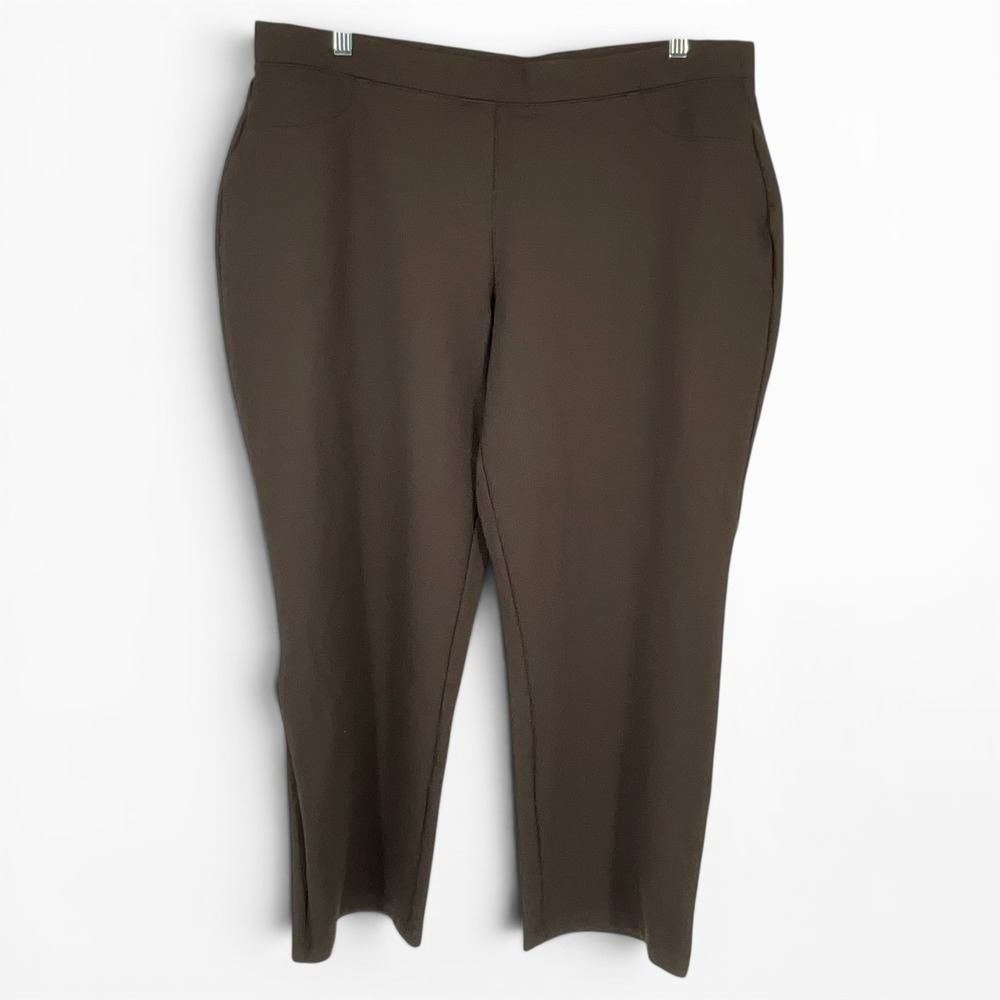Susan Graver Womens Brown Stretch Pull On Pants Petite XLP Casual